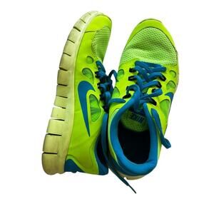 Nike Free Lime Green/Blue Kids Athletic Workout shoe Youth size 7